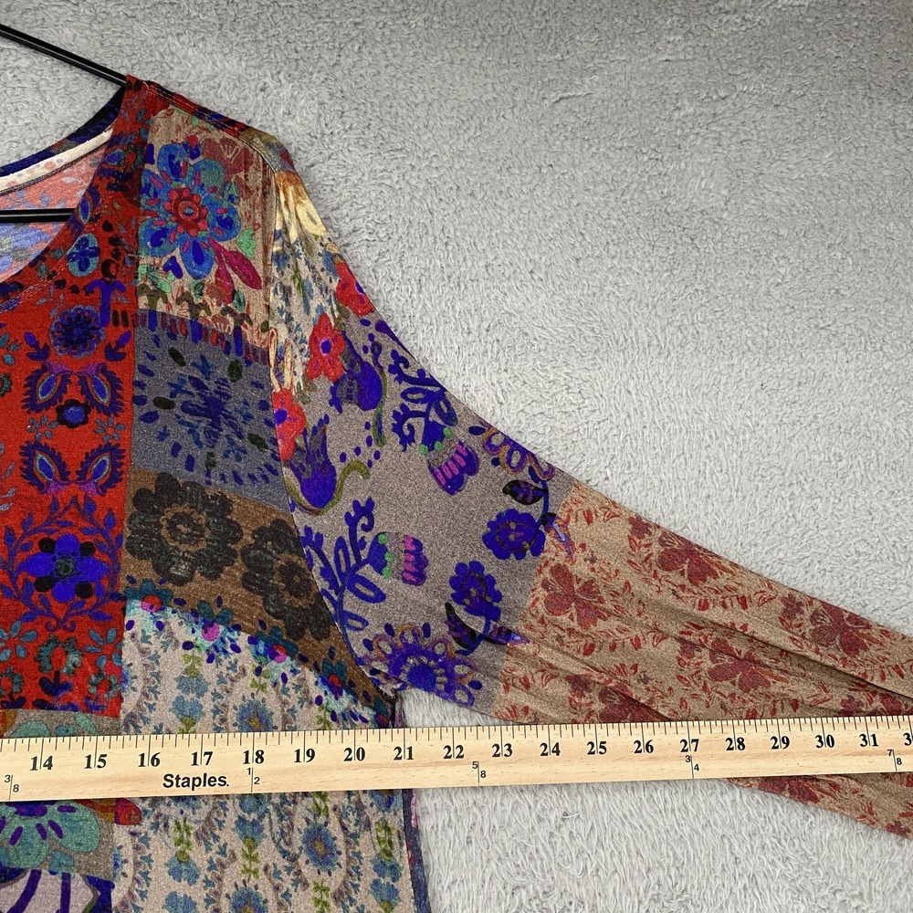 Natural Life Maxi Dress Womens XL Patchwork Floral Boho Jersey Long Sleeve - Picture 5 of 13